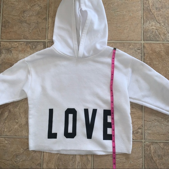 White Cropped Graphic Hoodie - Picture 6 of 8